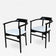 PAIR OF BLACK ARMCHAIRS, WHITE LEATHER, THONET, AUSTRIA, 1980