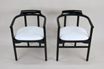 PAIR OF BLACK ARMCHAIRS, WHITE LEATHER, THONET, AUSTRIA, 1980