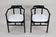 PAIR OF BLACK ARMCHAIRS, WHITE LEATHER, THONET, AUSTRIA, 1980
