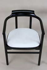 PAIR OF BLACK ARMCHAIRS, WHITE LEATHER, THONET, AUSTRIA, 1980