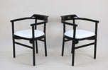 PAIR OF BLACK ARMCHAIRS, WHITE LEATHER, THONET, AUSTRIA, 1980
