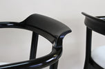 PAIR OF BLACK ARMCHAIRS, WHITE LEATHER, THONET, AUSTRIA, 1980