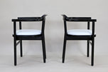 PAIR OF BLACK ARMCHAIRS, WHITE LEATHER, THONET, AUSTRIA, 1980
