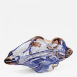 MID CENTURY, ITALY, MURANO GLASS BOWL, BLUE, AMBER, 1960