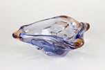 MID CENTURY, ITALY, MURANO GLASS BOWL, BLUE, AMBER, 1960