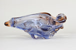 MID CENTURY, ITALY, MURANO GLASS BOWL, BLUE, AMBER, 1960