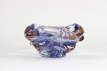 MID CENTURY, ITALY, MURANO GLASS BOWL, BLUE, AMBER, 1960