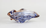 MID CENTURY, ITALY, MURANO GLASS BOWL, BLUE, AMBER, 1960