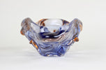 MID CENTURY, ITALY, MURANO GLASS BOWL, BLUE, AMBER, 1960