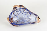 MID CENTURY, ITALY, MURANO GLASS BOWL, BLUE, AMBER, 1960