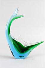 MID CENTURY, ITALY, MURANO GLASS FISH, BLUE, GREEN