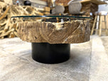 MODERN, ORGANIC, DRIFTWOOD SOFA, COFFEE TABLE, GLASS
