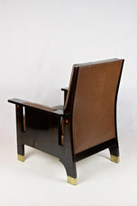 ART NOUVEAU, 20TH CENTURY, PALISANDER ARMCHAIR, MOTHER OF PEARL, AUSTRIA, CA 1905