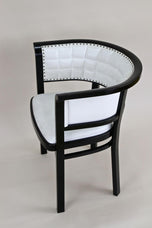 BLACK THONET ARMCHAIR, WHITE LEATHER, MARCEL KAMMERER, 1980
