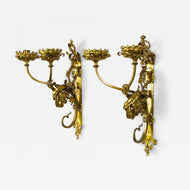 19TH CENTURY, AUSTRIA, BAROQUE, CANDLE WALL SCONCES, PAIR