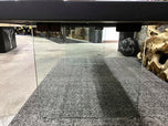 CONTEMPORARY, AUSTRIA, BLACK OAKWOOD LIVE EDGE DINING TABLE, GLASS FEET, 2022