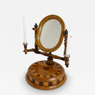 19TH CENTURY, OAKWOOD, VANITY TABLE, CANDLESTICKS, MICRO-INLAYS, AUSTRIA
