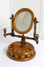 19TH CENTURY, OAKWOOD, VANITY TABLE, CANDLESTICKS, MICRO-INLAYS, AUSTRIA