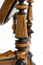19TH CENTURY, OAKWOOD, VANITY TABLE, CANDLESTICKS, MICRO-INLAYS, AUSTRIA