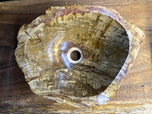 PETRIFIED WOOD SINK, BEIGE, BROWN, YELLOW, POLISHED