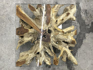 MODERN, ORGANIC, TEAK ROOT, COFFEE TABLE, GLASS PLATE, INDONESIA, 2022