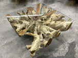 MODERN, ORGANIC, TEAK ROOT, COFFEE TABLE, GLASS PLATE, INDONESIA, 2022