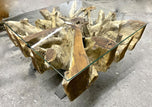 MODERN, ORGANIC, TEAK ROOT, COFFEE TABLE, GLASS PLATE, INDONESIA, 2022