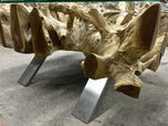 MODERN, ORGANIC, TEAK ROOT, COFFEE TABLE, GLASS PLATE, INDONESIA, 2022