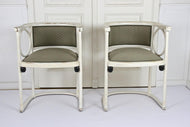 ART NOUVEAU, THONET, ARMCHAIRS, JOSEF HOFFMANN, WHITE LACQUERED, 1905