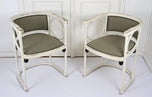 ART NOUVEAU, THONET, ARMCHAIRS, JOSEF HOFFMANN, WHITE LACQUERED, 1905