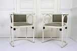 ART NOUVEAU, THONET, ARMCHAIRS, JOSEF HOFFMANN, WHITE LACQUERED, 1905