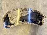 CONTEMPORARY, PETRIFIED WOOD, COFFEE TABLE, STAINLESS STEEL, 2023