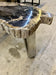 CONTEMPORARY, PETRIFIED WOOD, COFFEE TABLE, STAINLESS STEEL, 2023