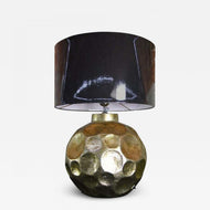 GOLDEN, CONTEMPORARY, CERAMIC TABLE LAMP, DARK GREY SHADE, INDONESIA