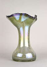 20TH CENTURY, GERMANY, IRIDESCENT GLASS VASE, SIGNED, 1982