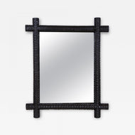 RUSTIC, WOODEN, TRAMP ART, MIRROR, HAND CARVED, AUSTRIA, CIRCA 1830