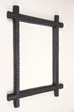 RUSTIC, WOODEN, TRAMP ART, MIRROR, HAND CARVED, AUSTRIA, CIRCA 1830
