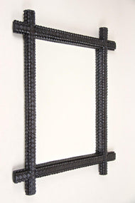 RUSTIC, WOODEN, TRAMP ART, MIRROR, HAND CARVED, AUSTRIA, CIRCA 1830