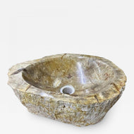 PETRIFIED WOOD SINK, BEIGE, BROWN, GREY TONES, ORGANIC MODERN, TOP QUALITY