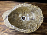 PETRIFIED WOOD SINK, BEIGE, BROWN, GREY TONES, ORGANIC MODERN, TOP QUALITY