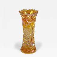 AMBER, COLORED, GLASS VASE, ART DECO, IRIDESCENT, BOHEMIA, 1920