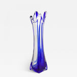 MURANO GLASS, ITALY, BLUE CLEAR, GLASS VASE, LATE MID CENTURY