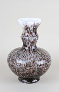 BULBOUS, ITALY, MURANO GLASS VASE, BROWN
