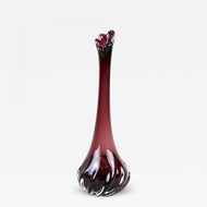 BORDEAUX, RED, MURANO GLASS, LONG NECK VASE, ITALY, 20TH CENTURY