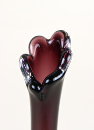 BORDEAUX, RED, MURANO GLASS, LONG NECK VASE, ITALY, 20TH CENTURY