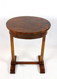 OVAL, 19TH CENTURY, NUTWOOD SIDE TABLE, AUSTRIA, CIRCA 1830