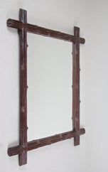 RUSTIC, WOODEN, BLACK FOREST, WALL MIRROR, AUSTRIA, CIRCA 1900