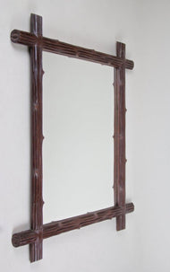 RUSTIC, WOODEN, BLACK FOREST, WALL MIRROR, AUSTRIA, CIRCA 1900