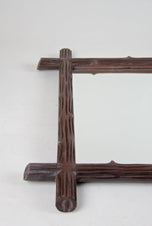 RUSTIC, WOODEN, BLACK FOREST, WALL MIRROR, AUSTRIA, CIRCA 1900