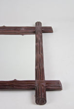 RUSTIC, WOODEN, BLACK FOREST, WALL MIRROR, AUSTRIA, CIRCA 1900